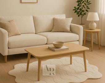 High-Low Tufted NZ Wool Rug: Modern Ivory Area Rug