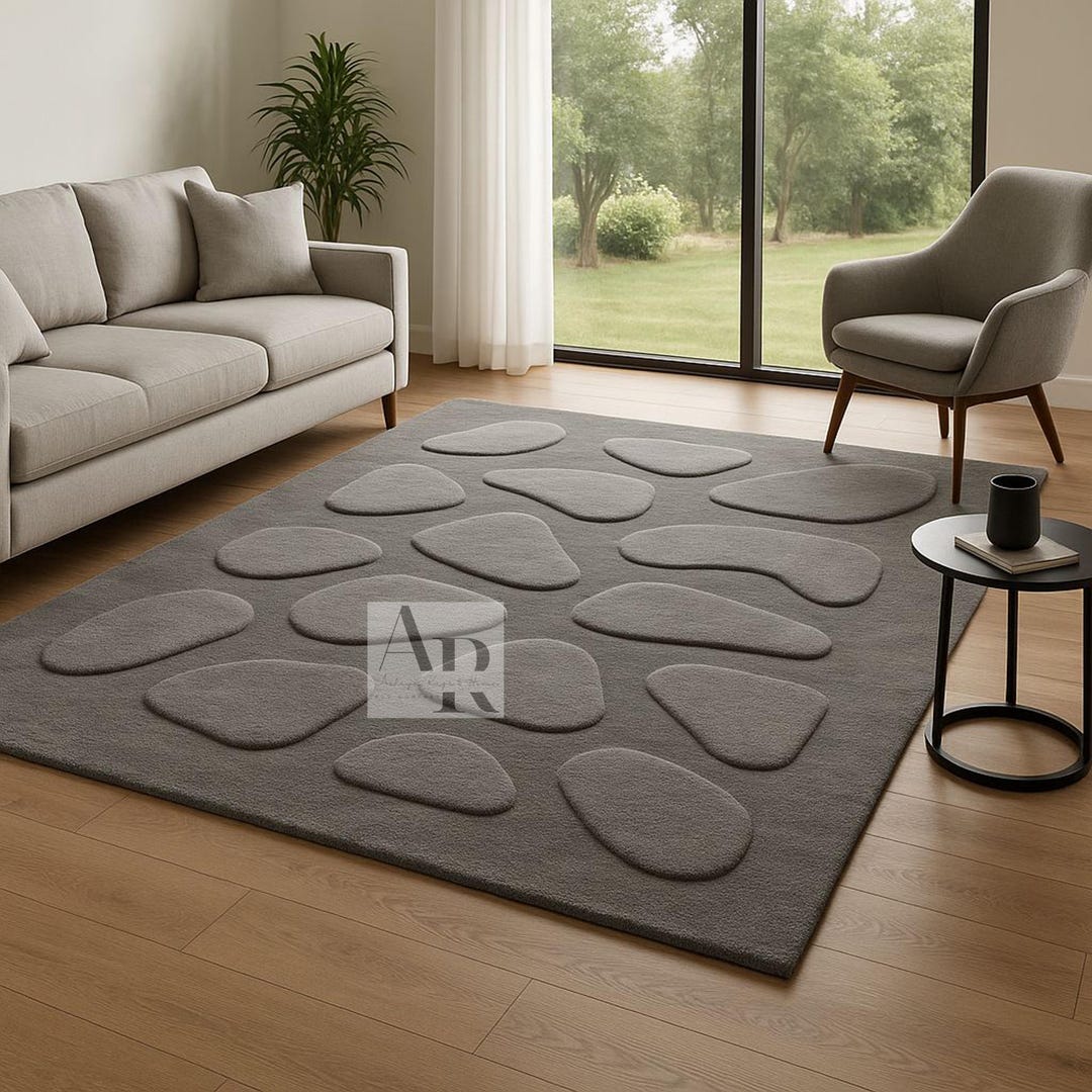 Modern Abstract Tufted Wool Rug: Grey Geometric Area Rug - Etsy
