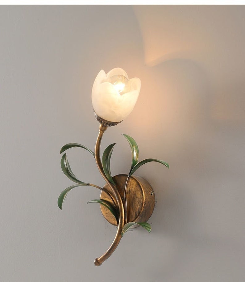 Lily Flower Wall Sconce Lamp Blossom Brass Wall Light for Etsy
