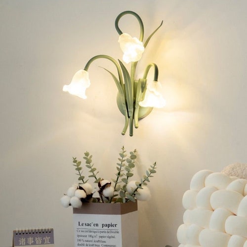 Flower Wall Sconce Lamp Bedside Blossom Wall Lamp Floral Etsy