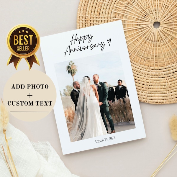 Personalized Wedding Anniversary Card, Custom Photo Anniversary Card, Happy Anniversary Card, Card For Girlfriend, Card For Boyfriend