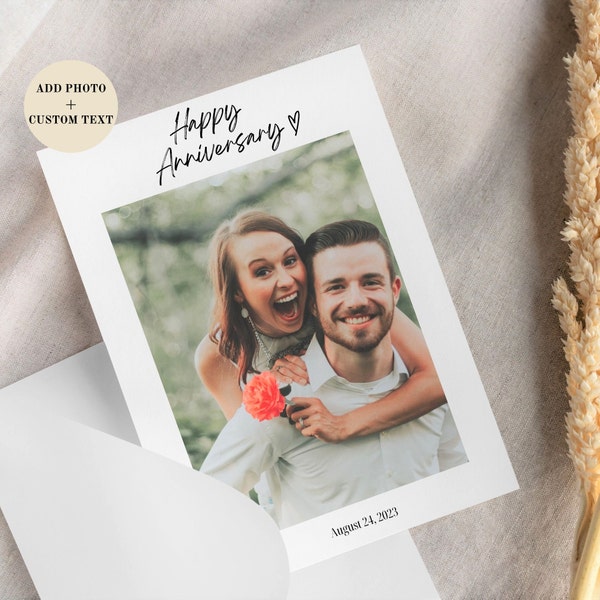 Custom Photo Anniversary Card, Personalized Wedding Anniversary Card, Card For Girlfriend, Card For Boyfriend, Happy Anniversary Card
