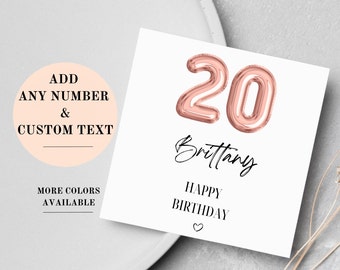 Number Birthday Card Personalized For Her, Add Birthday Number to Card, Create your Own Card, Custom Birthday Card Number