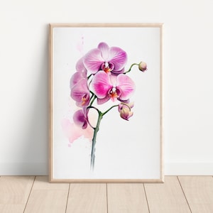 Orchid Watercolor, Tropical Artwork, Island Art, Flower Watercolor, Plant Watercolor, Minimalist Art, Boho Art, Hawaii Artwork