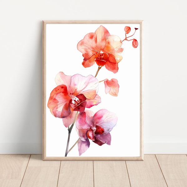 Original Watercolor Orchid Print, Orchid Artwork, Flower Art, Tropical Interior Design, Boho Wall Art, Flower Paintings, Tropical Decoration