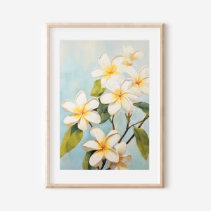 Original Hawaiian Plumeria Painting - Tropical Artwork for Home, Hawaii Gift Ideas, Floral Lover Prints, Flower Wall Decor, Tropical Oil Art