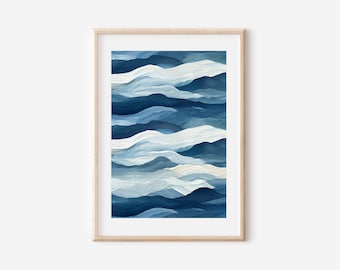 Abstract Ocean Wave Print – Boho Coastal Seascape Art
