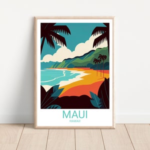 Maui Travel Print, Hawaii Artwork, Island Art, Maui Poster, Travel Poster, Minimalist Art, Boho Art, Travel Artwork, Maui Travel Print
