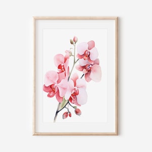 Original Watercolor Orchid on High-Quality Thick Matte Paper, Tropical Interior Design, Boho Wall Art, Flower Paintings, Tropical Decoration
