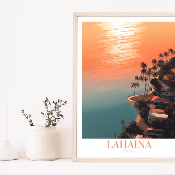 Lahaina Maui Print - Lahaina Artwork, Tropical Paradise Art, Hawaiian Beach Scene, Hawaii Gift, Lahaina, Hawaii Gift Ideas, Hawaiian Artwork