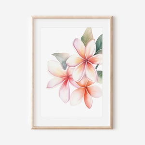 Beautiful Hawaiian Plumeria Original Art on Thick Matte Paper, Hawaii Gift Ideas, Tropical Flower Paintings, Coastal Home Interior Design