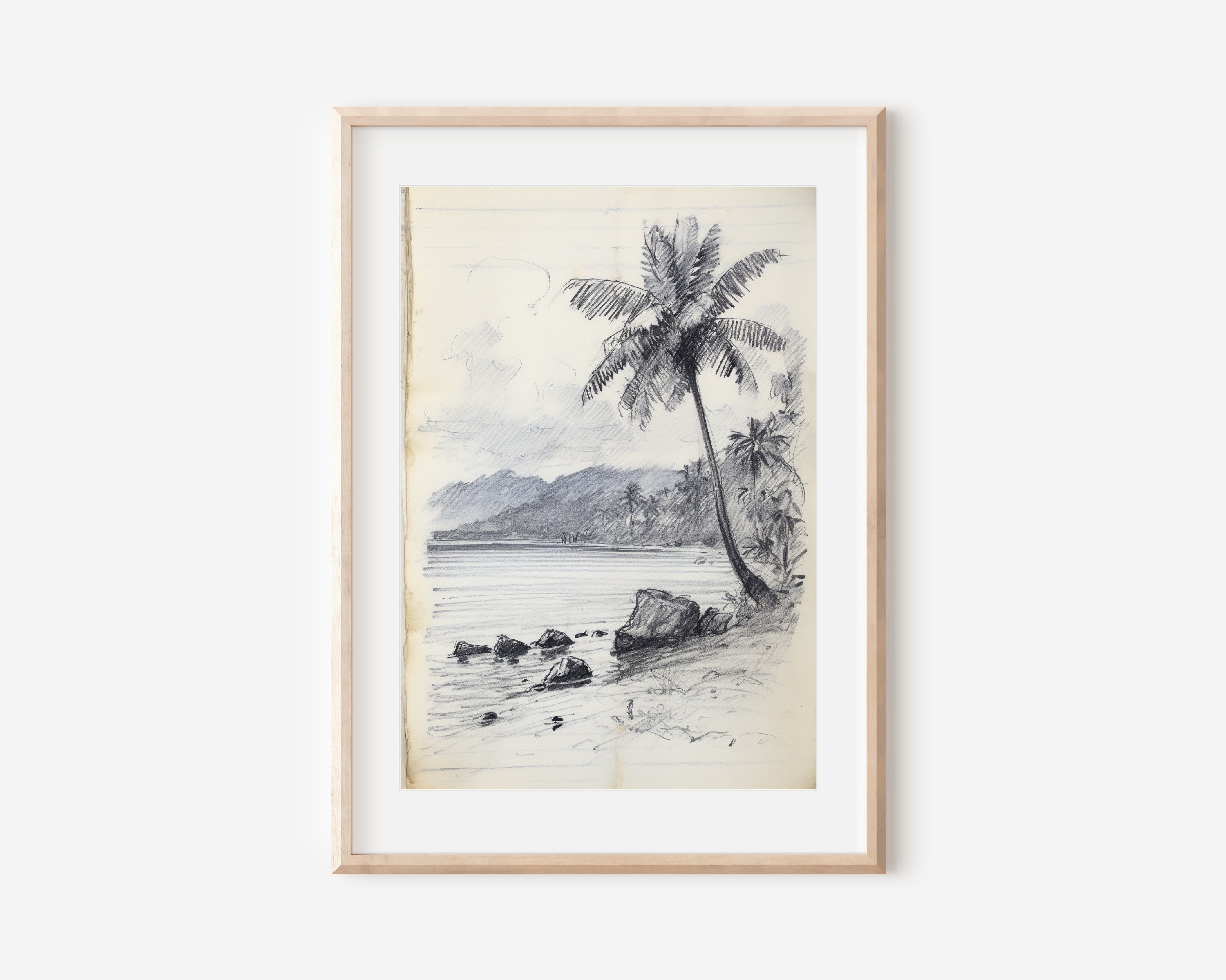 Hawai Edrawing Vintage Hawaii Ink Drawing: Tropical Art Print, Retro Island Decor ...