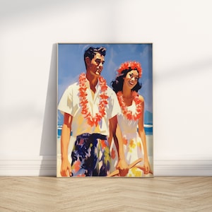 Vintage Hawaii Travel Poster, 1950&#39;s Retro Hawaii Poster on Thick Matte Paper, Hawaii Gift Ideas