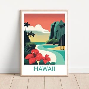 Hawaii Travel Print, Hawaii Artwork, Island Art, Hawaii Poster, Travel Poster, Minimalist Art, Boho Art, Travel Artwork, Hawaii Print