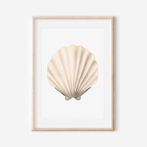 Watercolor Seashell Print, Nautical Art, Beige Ecru, Ocean Summer Painting, Minimalist Wall Decor, Calming House Decor, Neutral Color Art