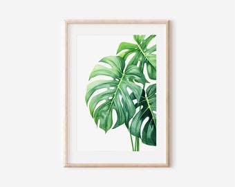 Original Watercolor Monstera Artwork on Thick Matte Paper, High-Quality Tropical Decor, Minimalist Bohemian Interiors, Plant Art Gift Ideas