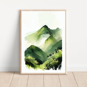 Hawaii Aquarell Kunstwerk, Tropisches Kunstwerk, Minimalistische Kunst, Boho Kunst, Hawaii Kunstwerk, Hawaiianisches Aquarell, Küsten Kunstwerk, Wohnzimmer Kunst