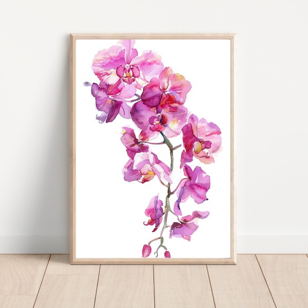 Watercolor Orchid Print, Flower Decor, Orchid Artwork, Hawaii Gift Ideas for Her, Boho Wall Art, Flower Paintings, Tropical Wall Decor