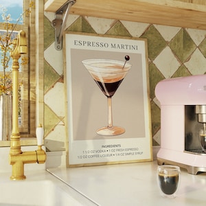 Espresso Martini Art Print | Bar Cart Decor Cocktail Poster | Party Signature Drink Sign | Trendy Wall | Minimalist Elegant Sophisticated