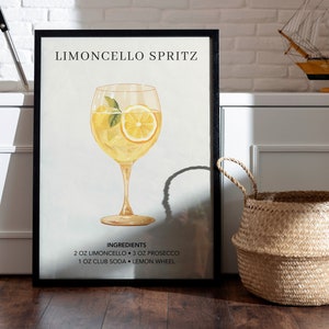 Limoncello Spritz Kunstdruck | Barwagen Dekor | Cocktail-Poster | Signatur Drink Sign | Trendige Wand | Minimalistisch Eleganter Raffinierter Mix