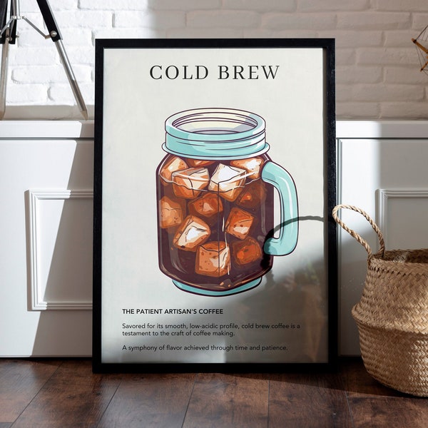 Cold Brew Coffee Poster | Coffee Print | Italian Coffee | Retro Beverage Poster | Kitchen Decor | Minimalist Wall Art Print | Housewarming