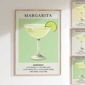 Margarita Art Print | Trendy Cocktail Poster | Wedding Party Signature Drink Sign | Bar Cart Decor | Minimalist Elegant Sophisticated Retro