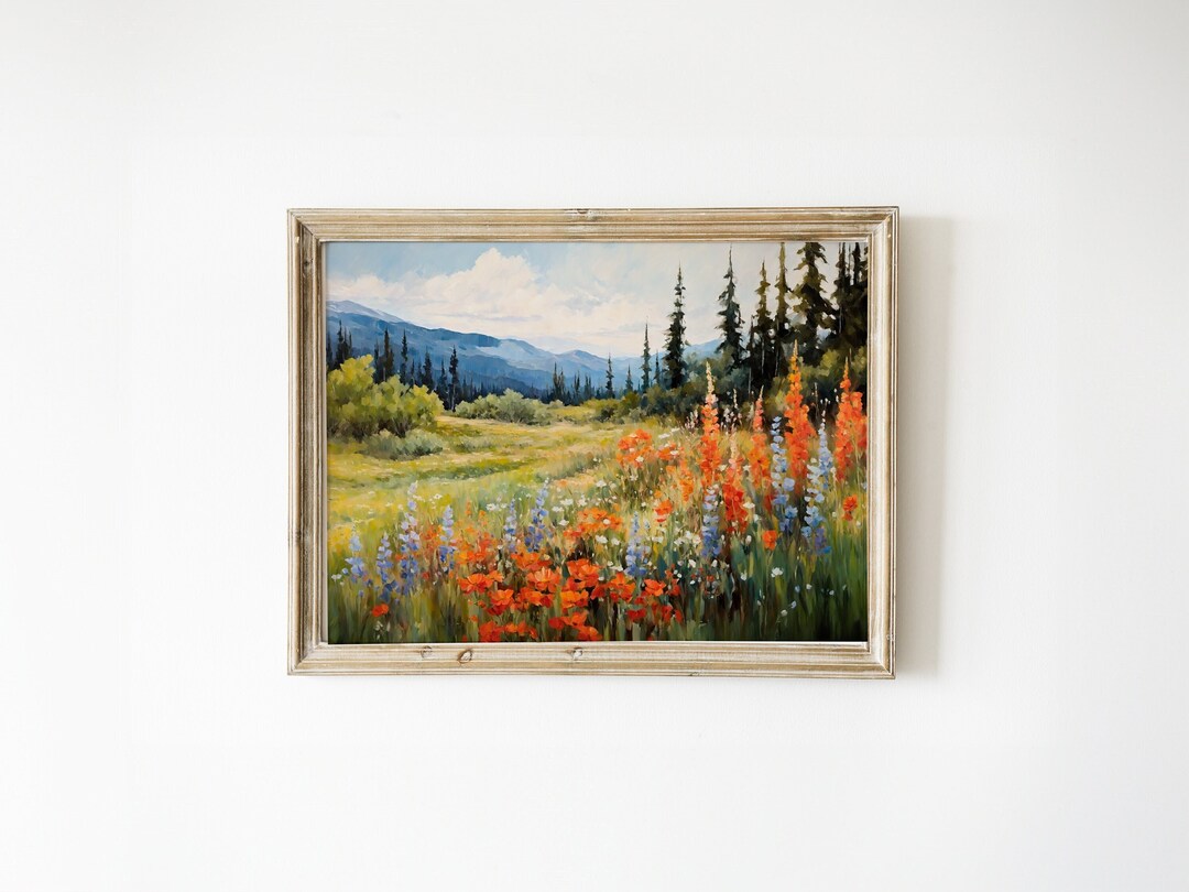 Wildflower Field Print | Rustic Landscape Decor Wall Art | Home Sunset ...