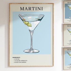 Martini Cocktail Art Print | Bar Cart Decor | Classic Martini Poster | Trendy Kitchen Wall | Alcohol Sign | Signature Drink Sign Painting