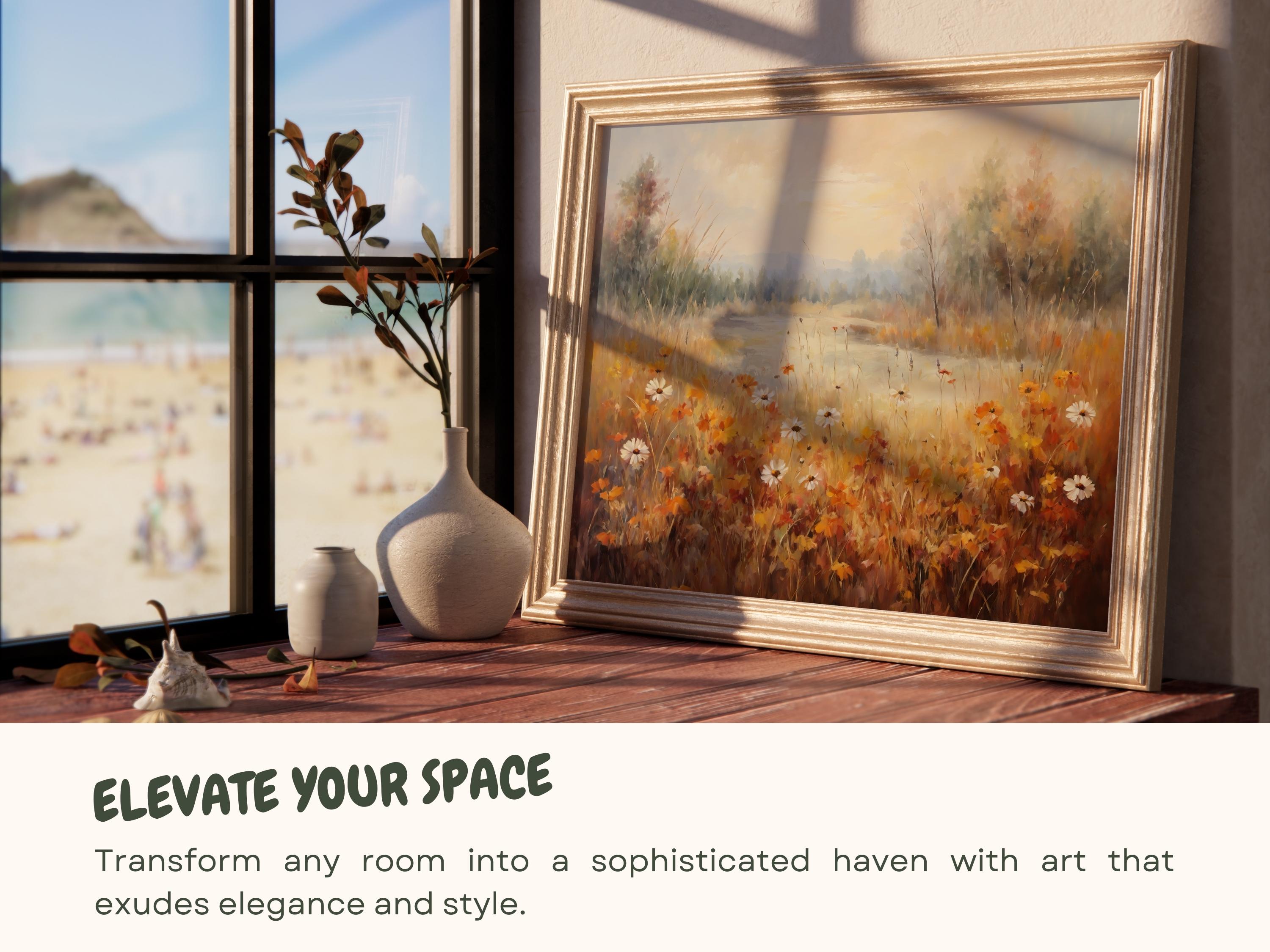 Fall Wildflower Lake Landscape Print | Rustic Autumn Decor Wall Art ...