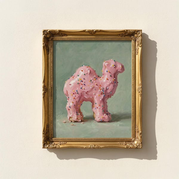 Pink Animal Cookie Oil Painting Print