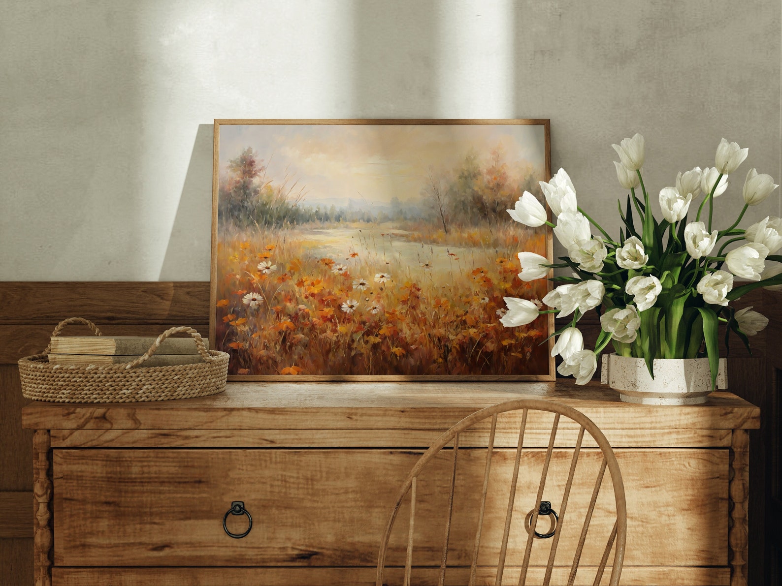 Fall Wildflower Lake Landscape Print | Rustic Autumn Decor Wall Art ...