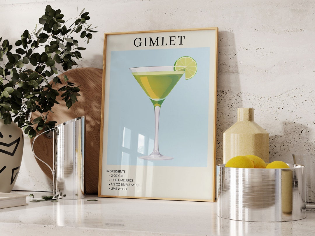 Gimlet Art Print | Cocktail Art Poster | Cocktail Gift for Her