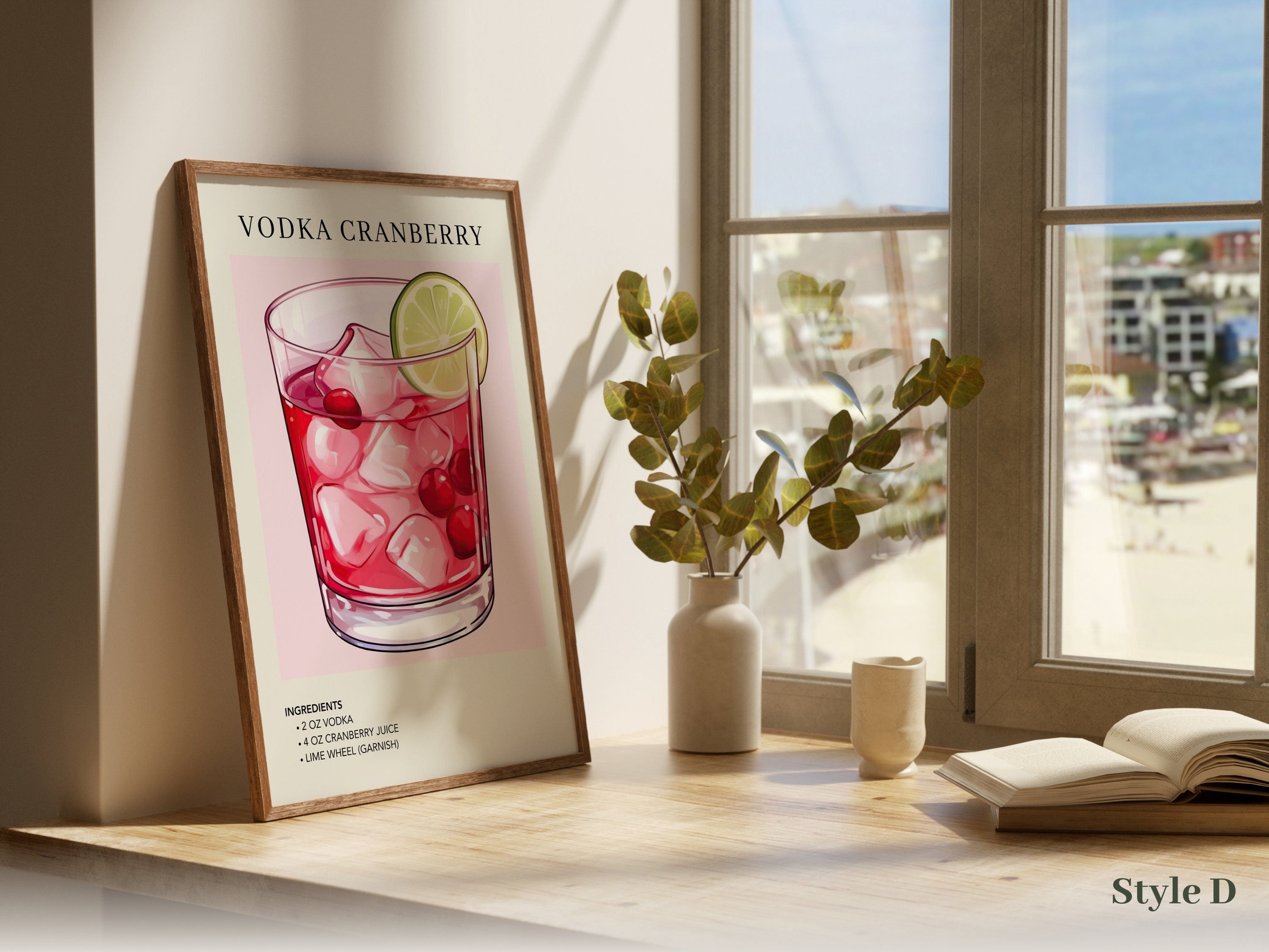 Vodka Cranberry Art Print | Bar Cart Decor Cocktail Poster