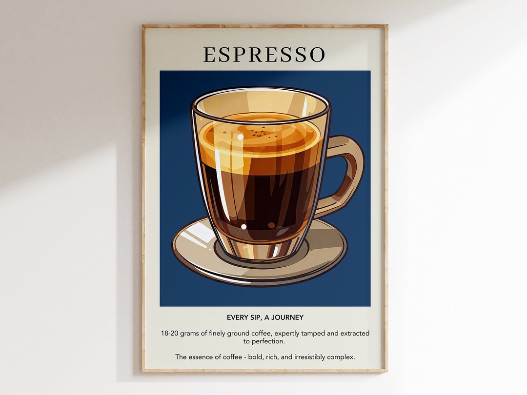 Espresso Coffee Print Coffee Art Poster Gift for Her Caffine Sign for