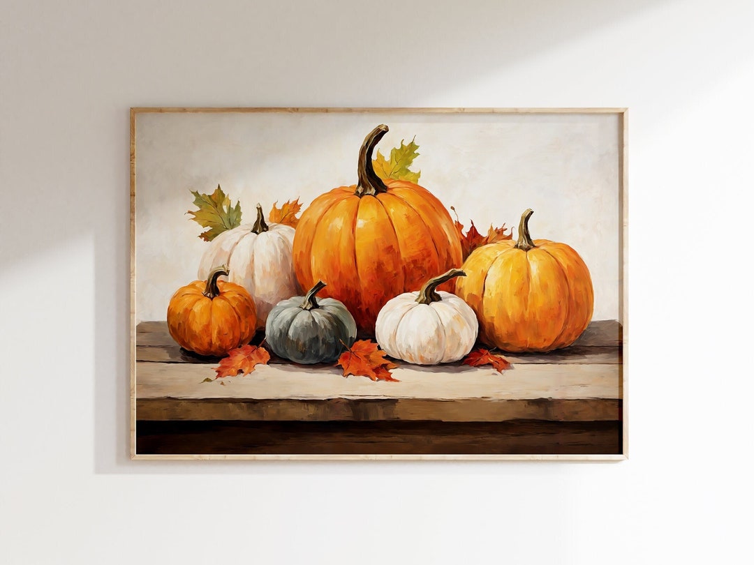 Fall Decor Pumpkin Print | Rustic Still Life Wall Art | Autumn Home ...