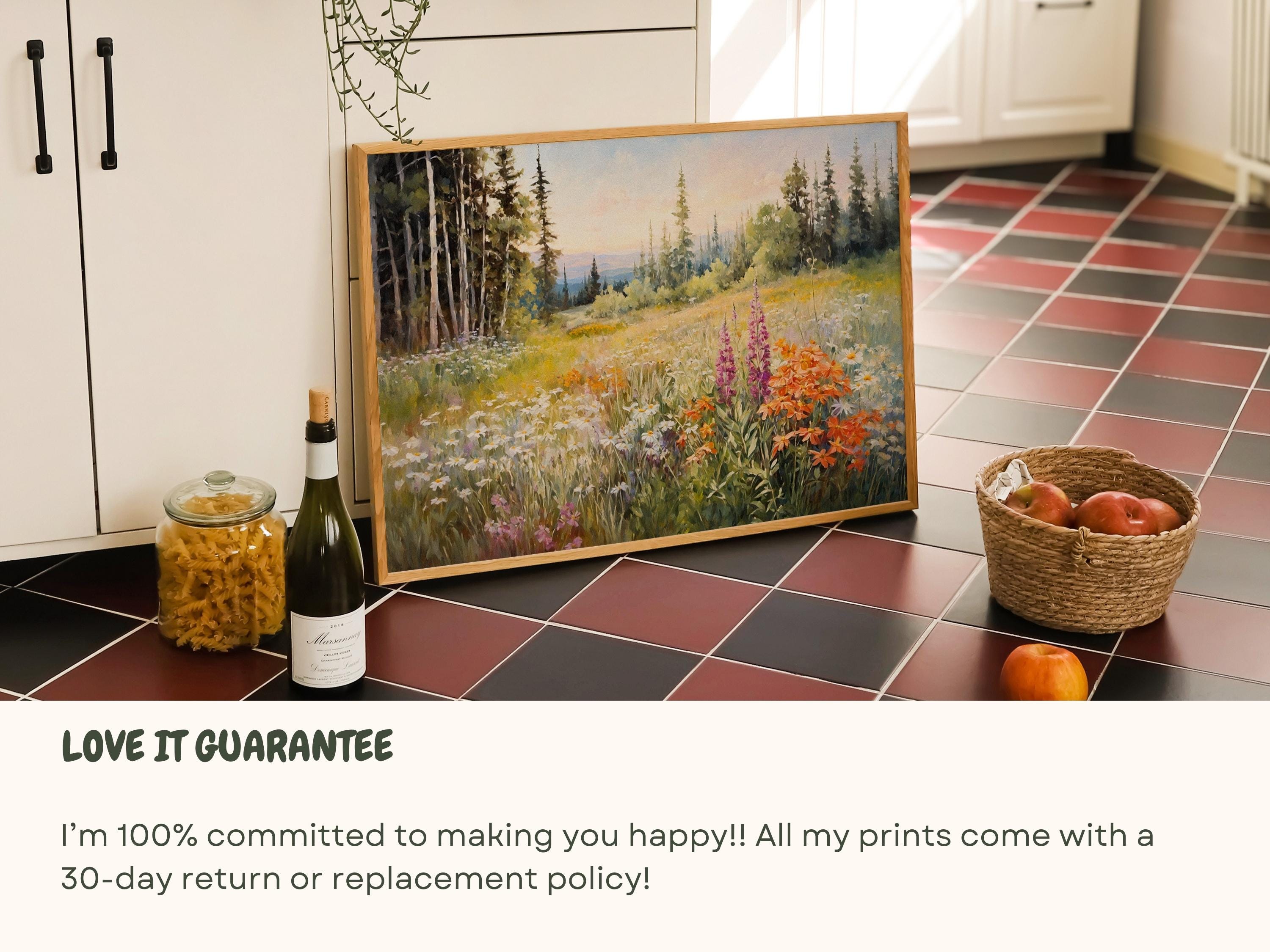 Vintage Wildflower Field Canvas Print | Rustic Landscape Decor Wall Art ...