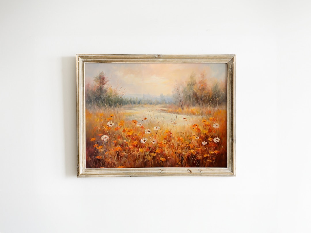 Fall Wildflower Lake Landscape Print | Rustic Autumn Decor Wall Art ...