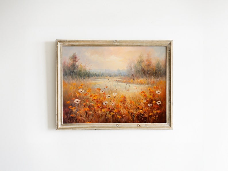 Fall Wildflower Lake Landscape Print | Rustic Autumn Decor Wall Art ...