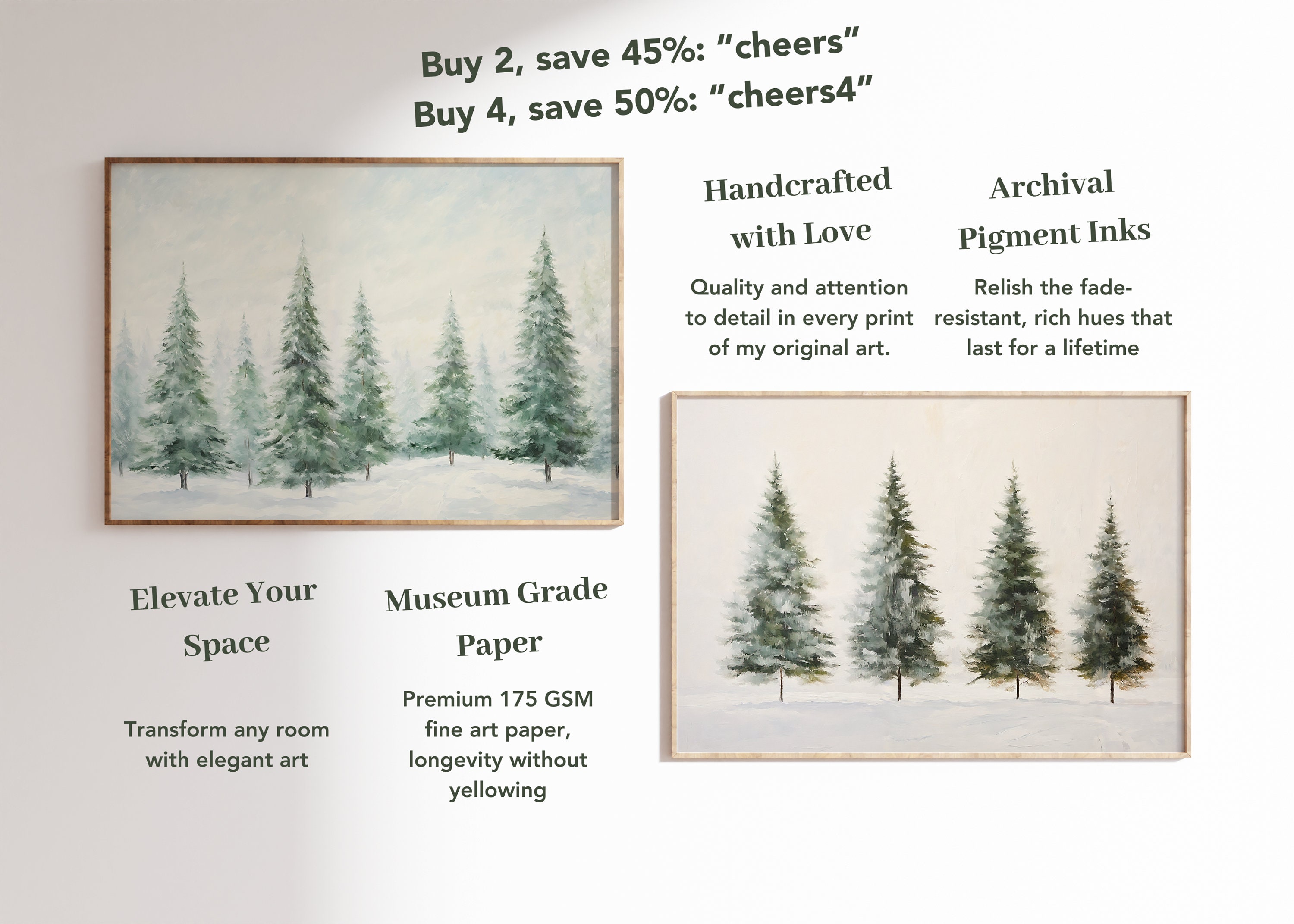 Evergreen Trees Print | Christmas Winter Holiday Decor | Pine Evergreen ...