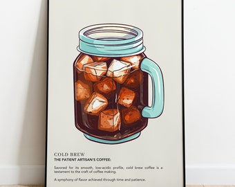 Cold Brew Poster | Coffee Print | Italian Coffee Espresso | Retro
