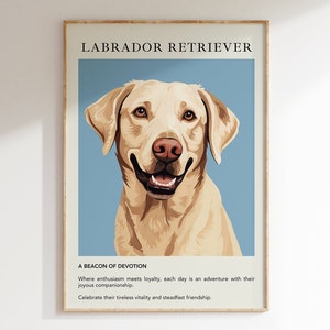 Labrador Retriever Dog Poster Print | Gift for Dog Lovers | Dog Breed Art Painting | Trendy Wall Art Decor | Minimalist Modern Illustration