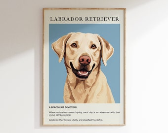 Labrador Retriever Dog Poster Print | Gift for Dog Lovers | Dog Breed Art Painting | Trendy Wall Art Decor | Minimalist Modern Illustration
