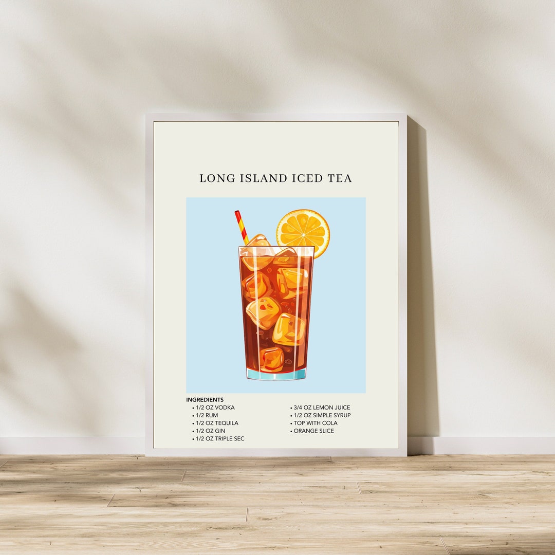 Long Island Iced Tea Art Print Cocktail Art Poster Etsy