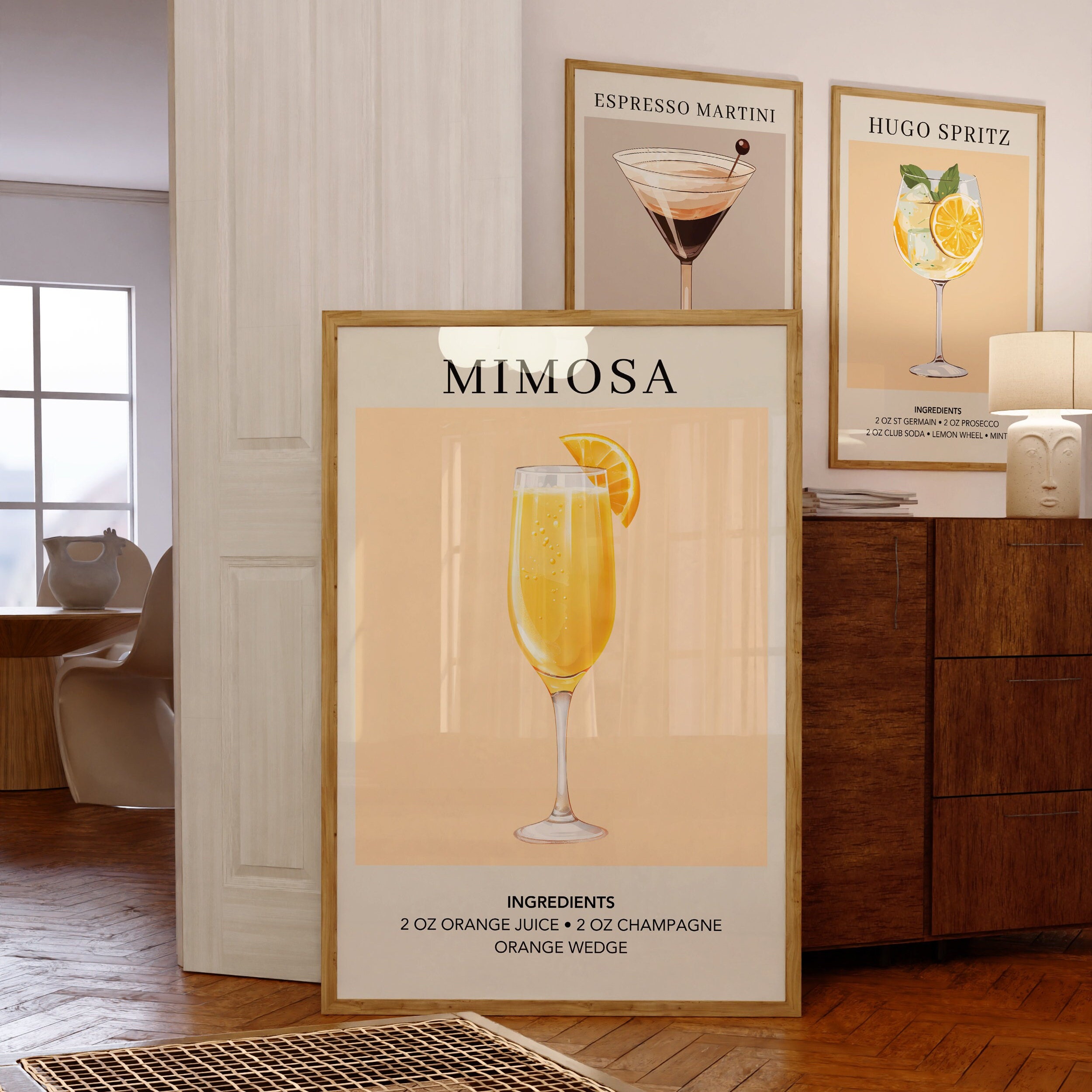 Mimosa Art Print | Bar Cart Decor Cocktail Poster | Party