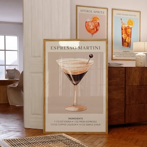 Espresso Martini Art Print Bar Cart Decor Cocktail Poster Party Signature Drink Sign Trendy Wall Minimalist Elegant Sophisticated image 6