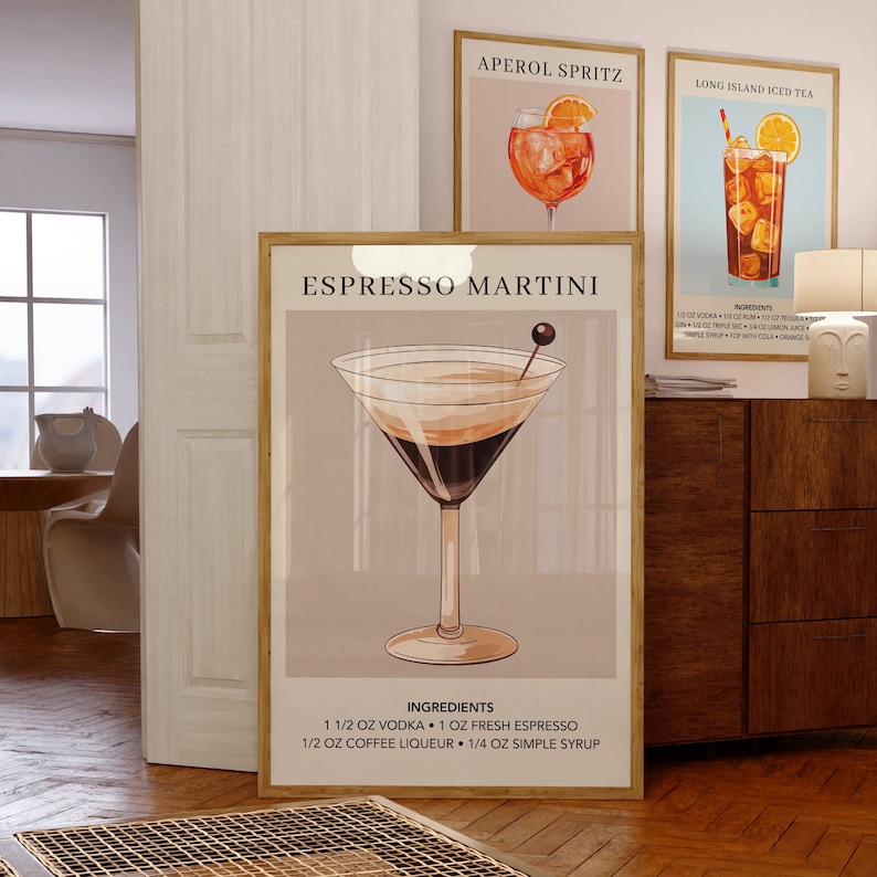 Espresso Martini Art Print Bar Cart Decor Cocktail Poster Party Signature Drink Sign Trendy Wall Minimalist Elegant Sophisticated image 6