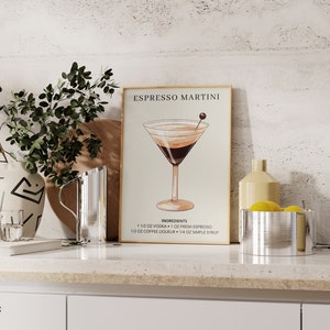 Espresso Martini Art Print Bar Cart Decor Cocktail Poster Party Signature Drink Sign Trendy Wall Minimalist Elegant Sophisticated C. Minimalistic