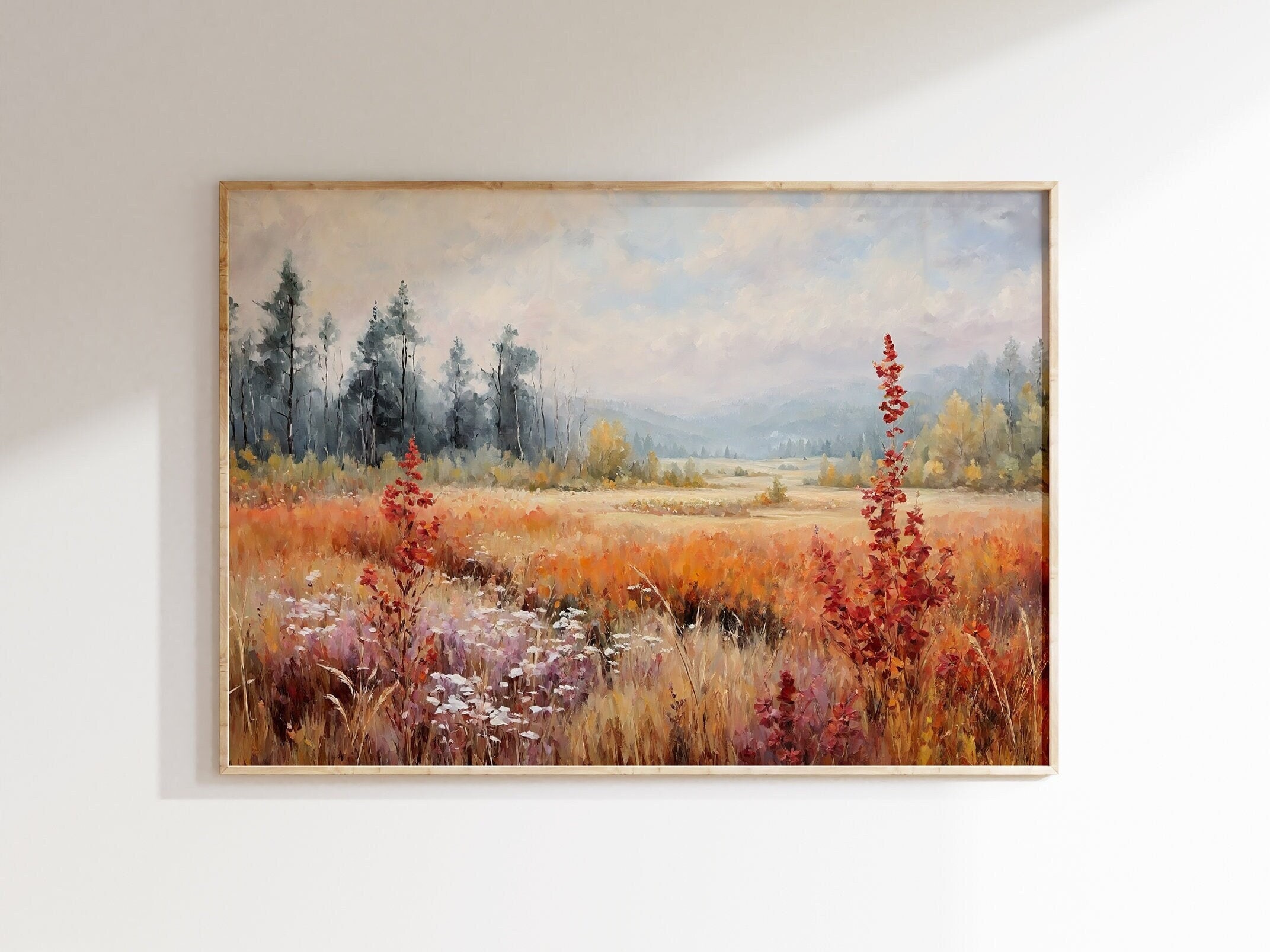 Fall Wildflower Landscape Print | Rustic Autumn Decor Wall Art | Home ...