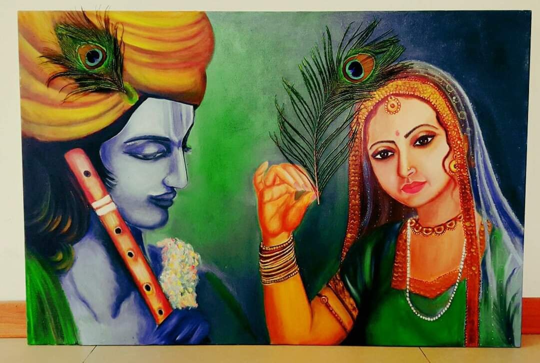 Radha Krishna Oil Painting on Canvas / Birthday Gift/ Hand Etsy