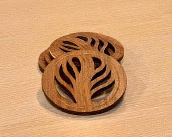 Handmade Walnut Coasters, Coffee Bean Shape.